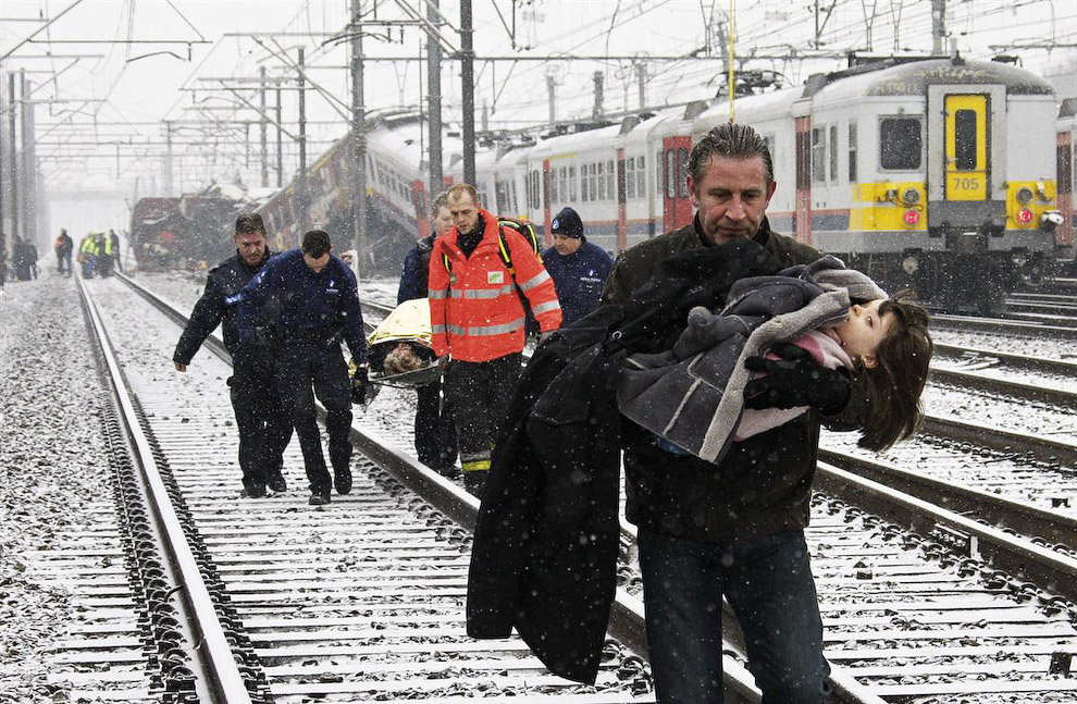 Столкновение поездов в Бельгии