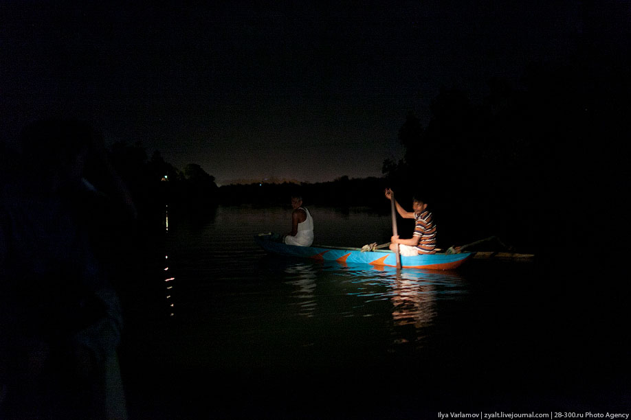 Ночная рыбалка на озере Когалла, Шри-Ланка