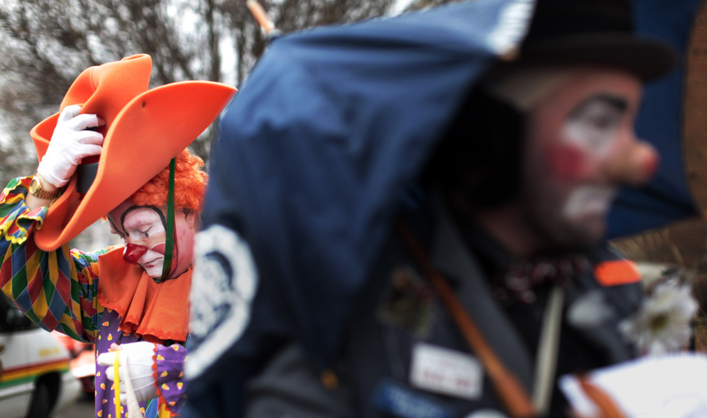 Клоун, участвующий в параде на День президентов