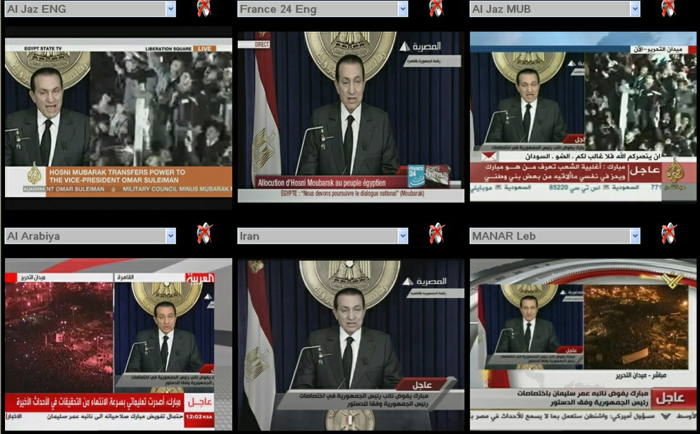 Телевизионное обращение президента Египта Мубарака к народу.
