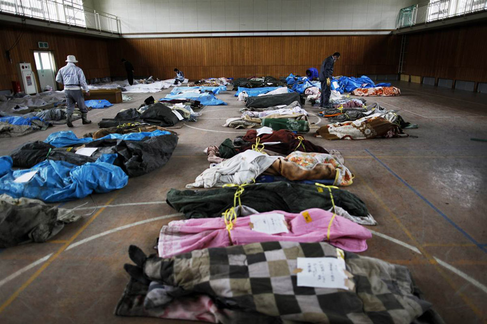 Тела жертв землетрясения и цунами в Японии