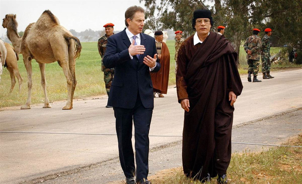 Премьер-министр Великобритании Тони Блэр и Каддафи