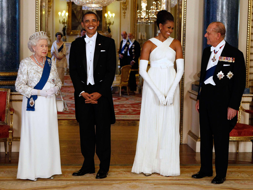 Обамы, королева Елизавета, принц Филипп