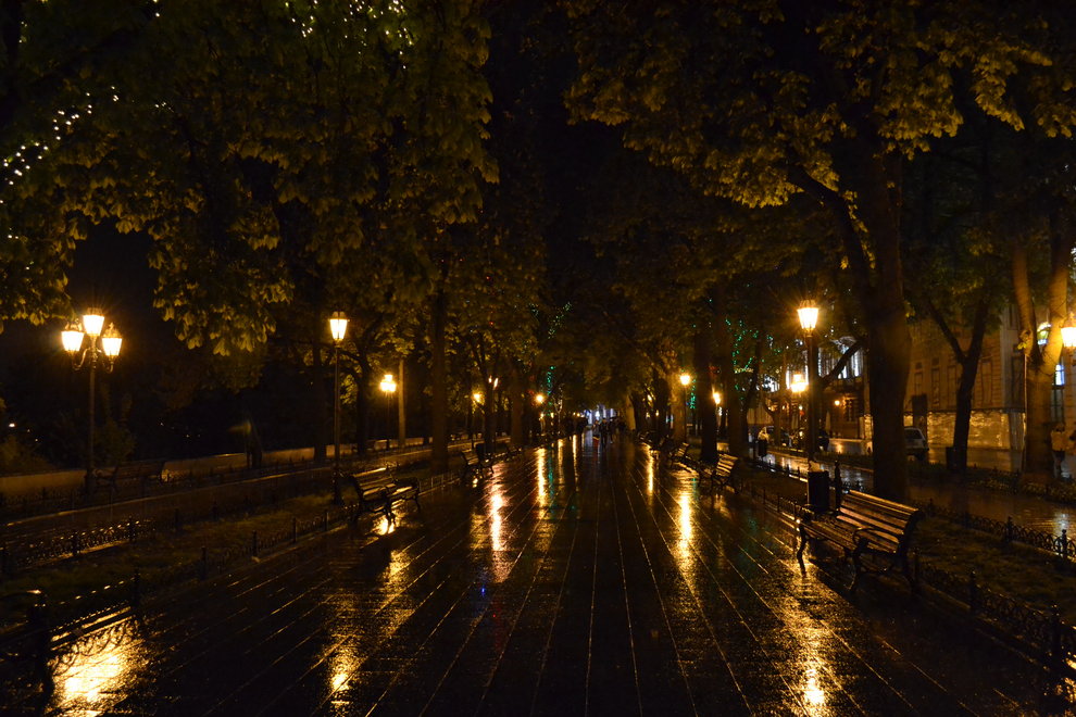 Одесса Приморский бульвар ночью