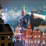 Вид ночного центра с крыши гостиницы “Москва”