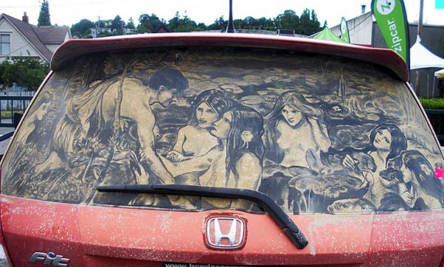 Картины на грязных автомобилях. (Scott Wade)