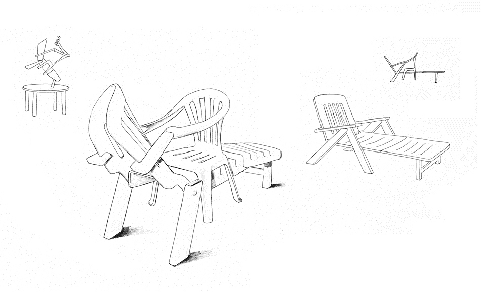 15. Необычная трансформация пластиковых стульев. Художник: Bert Loeschner.