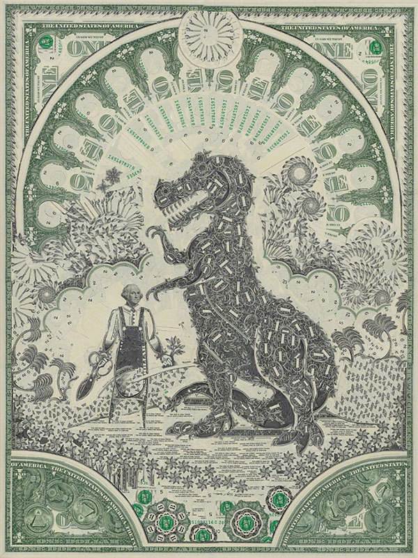 Невероятные коллажи, сделанные полностью из долларовых банкнот