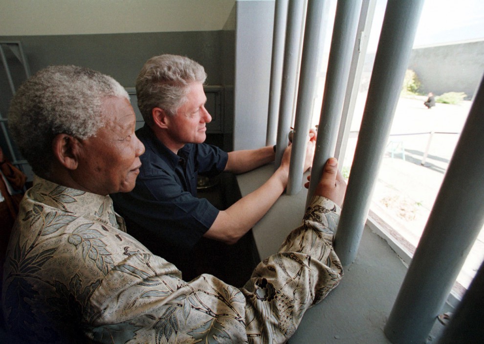Президент ЮАР Нельсон Мандела и президент США Билл Клинтон 
