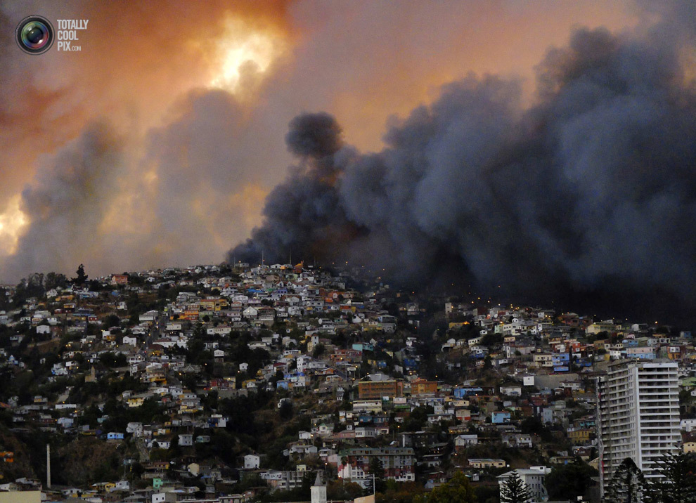 Лесной пожар в Вальпараисо, Чили