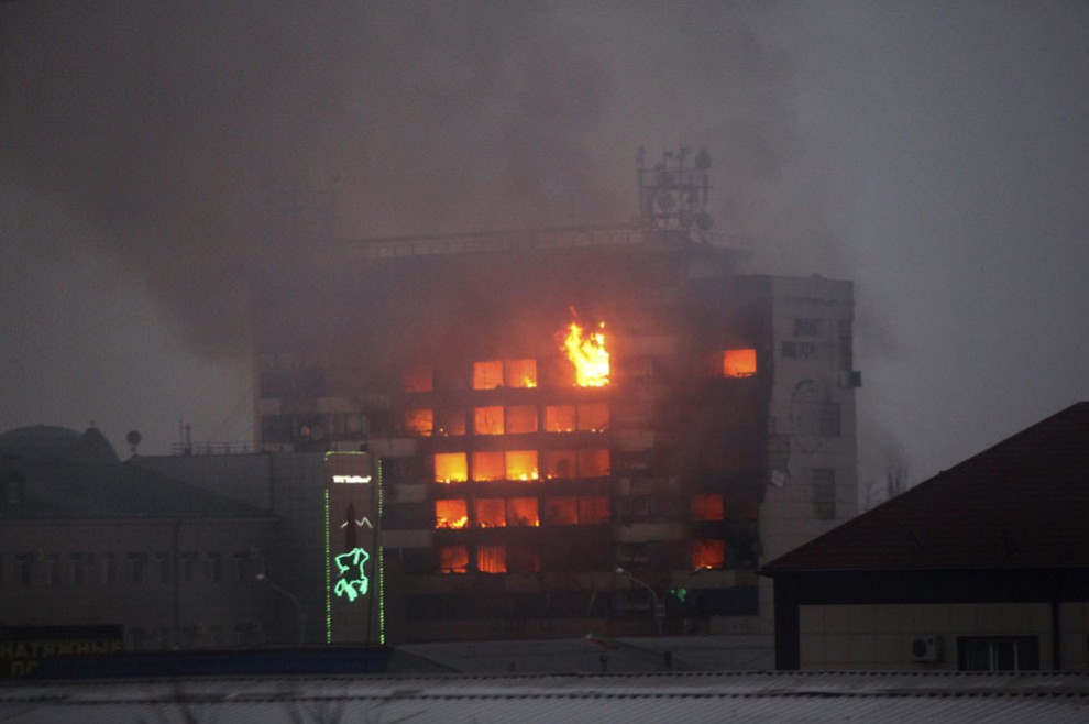 Пожар в Доме печати в Грозном