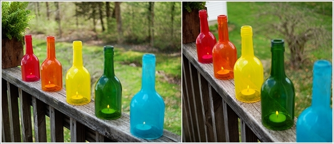 Декорации из стеклянных бутылок
