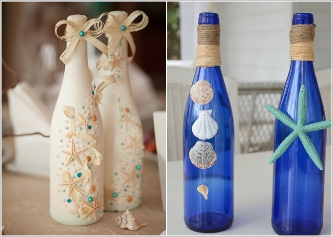 Декорации из стеклянных бутылок