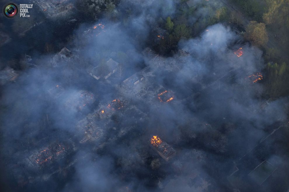 Лесной пожар в Чернобыльской зоне. 