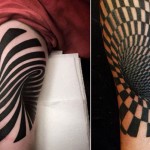 Необычные татуировки с оптическими иллюзиями