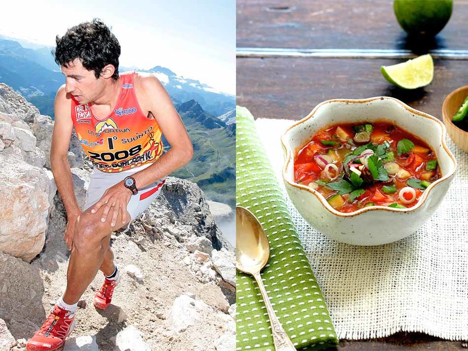В 2008 году 20-летний испанец Килиан Жорне победил в одном из сложнейших в мире марафонов на длинные дистанции — 167-километровом «Ultra-Trail du Mont Blanc». После этого последовала еще целая серия побед. На тренировки у Килиана уходит в среднем 6 часов в день. Чтобы освежиться и восстановить силы он предпочитает холодный гаспачо из томатов, перца и огурцов. 