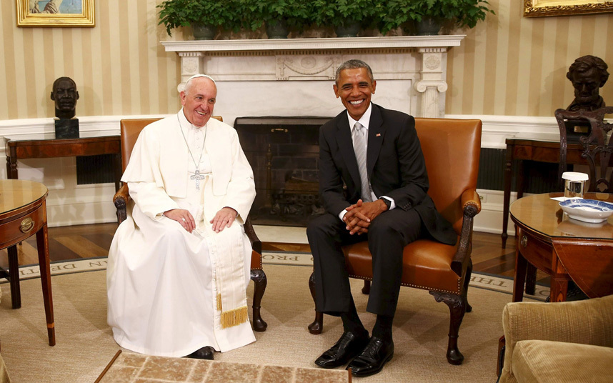 Президент США Барак Обама с Папой Франциском 