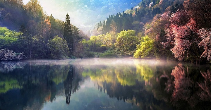 Великолепные отражения пейзажей в озерах и реках Южной Кореи 