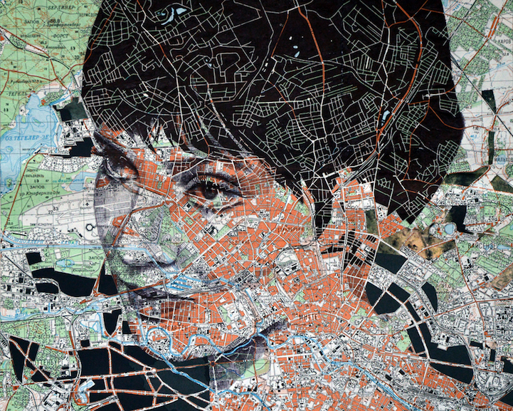 Портреты, гармонично вписанные в карты городов и стран 