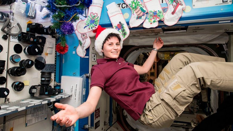 Рождество в космосе: веселые фотографии астронавтов на МКС 