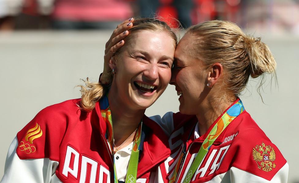 Российские теннисистки Елена Веснина и Екатерина Макарова