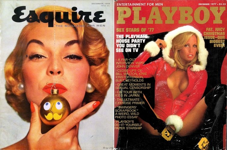 Винтажные рождественские обложки мужских журналов с 1940-1990-е годы