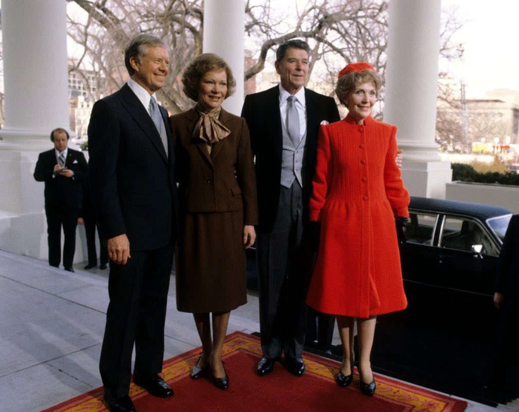 Нэнси и Рональд Рейган (справа) и Розалин и Эми Картер