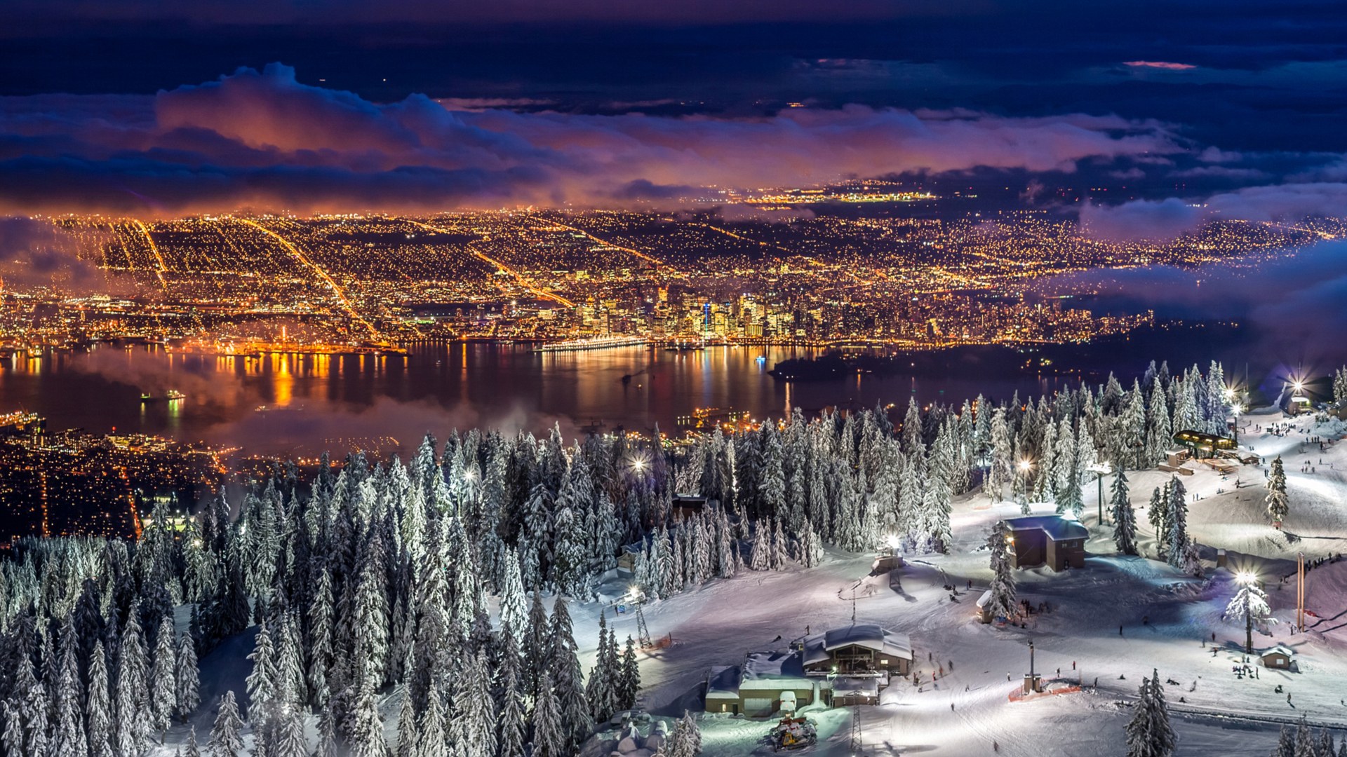 Ванкувер город в Канаде зимой