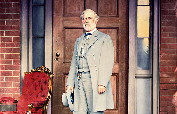 Генерал Роберт Э. Ли спустя неделю после капитуляции генерала Улисса С. Гранта, которая положила конец Гражданской войне, 16 апреля 1865 года. 